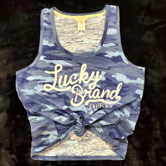 Lucky Brand Blue Camo Tank Top - Picture 1 of 8